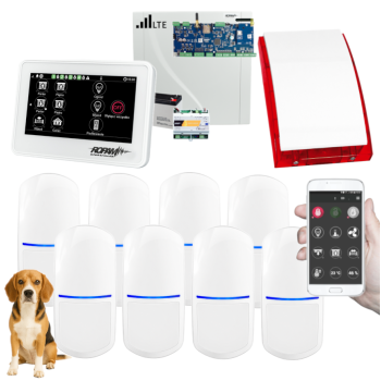 SYSTEM ALARMOWY ROPAM NeoLTE-IP-64 z 8 CZUJKAMI SLIM-PIR-PET + PANEL DOTYKOWY TPR-4W-P i SYRENA SP-4001R