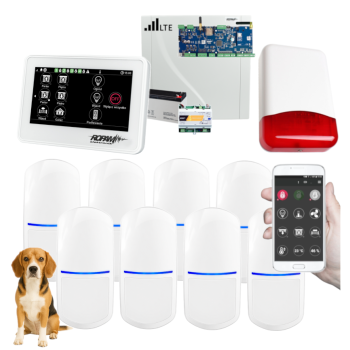 SYSTEM ALARMOWY ROPAM NeoLTE-IP-64 z 8 CZUJKAMI SLIM-PIR-PET + PANEL DOTYKOWY TPR-4W-P i SYRENA TI700