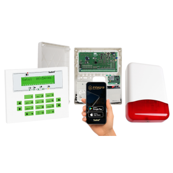 ZESTAW ALARMOWY SATEL INTEGRA 64 GSM LTE + Panel LCD + Syrena TI700 Alarm Do Domu