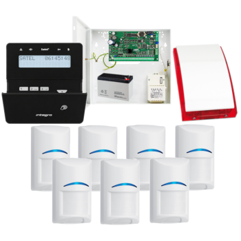 ZESTAW ALARMOWY SATEL INTEGRA 32 + 7 Czujek Bosch + Panel KLFR-B Czytnik RFID