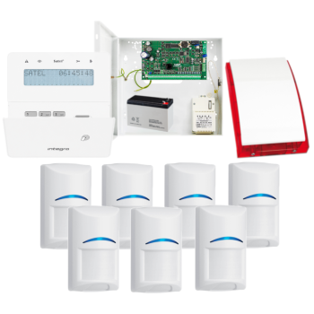 ZESTAW ALARMOWY SATEL INTEGRA 32 + 7 Czujek Bosch + Panel KLFR-W Czytnik RFID