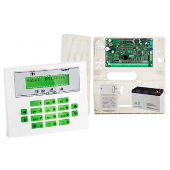 ZESTAW ALARMOWY SATEL INTEGRA 32 + INT-KLCDS-GR + OPU-4P + AWT150 + AKUMULATOR 7Ah