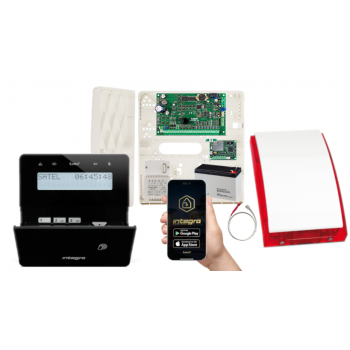 ZESTAW ALARMOWY SATEL INTEGRA 32 + INT-KLFR-B + OPU-4P + AWT150 + 7Ah  + INT-GSM LTE + SYRENA SP-4001R