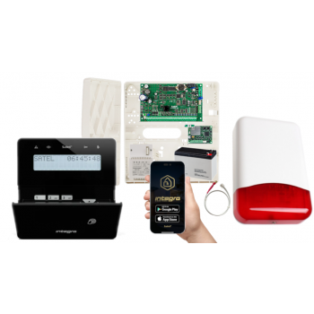 ZESTAW ALARMOWY SATEL INTEGRA 32 + INT-KLFR-B + OPU-4P + AWT150 + 7Ah  + INT-GSM LTE + SYRENA TI700