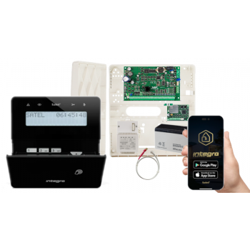 ZESTAW ALARMOWY SATEL INTEGRA 32 + INT-KLFR-B + OPU-4P + AWT150 + AKUMULATOR 7Ah + INT-GSM LTE