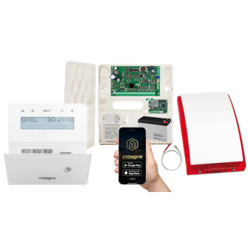 ZESTAW ALARMOWY SATEL INTEGRA 32 + INT-KLFR-W + OPU-4P + AWT150 + 7Ah + INT-GSM LTE + SYRENA SP-4001R