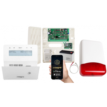 ZESTAW ALARMOWY SATEL INTEGRA 32 + INT-KLFR-W + OPU-4P + AWT150 + 7Ah + INT-GSM LTE + SYRENA TI700