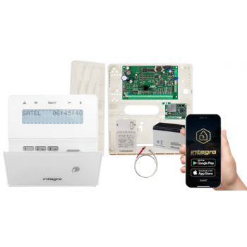 ZESTAW ALARMOWY SATEL INTEGRA 32 + INT-KLFR-W + OPU-4P + AWT150 + AKUMULATOR 7Ah + INT-GSM LTE