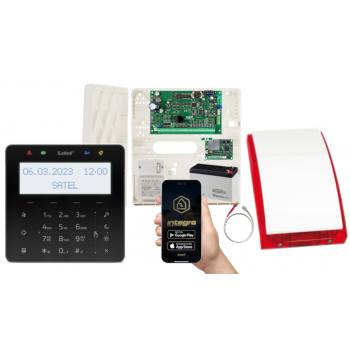 ZESTAW ALARMOWY SATEL INTEGRA 32 + INT-KSG2R-B + OPU-4P + AWT150 + 7Ah + INT-GSM LTE + SYRENA SP-4001R