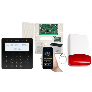 ZESTAW ALARMOWY SATEL INTEGRA 32 + INT-KSG2R-B + OPU-4P + AWT150 + 7Ah + INT-GSM LTE + SYRENA TI700