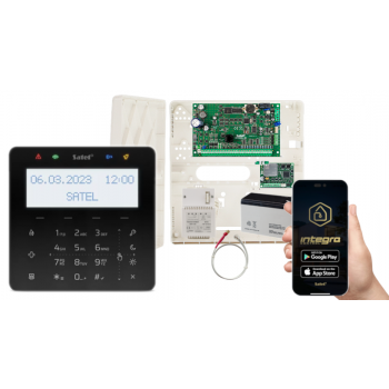 ZESTAW ALARMOWY SATEL INTEGRA 32 + INT-KSG2R-B + OPU-4P + AWT150 + AKUMULATOR 7Ah + INT-GSM LTE
