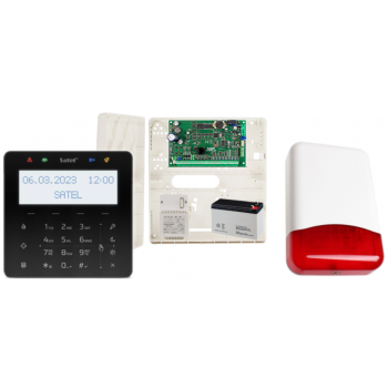 ZESTAW ALARMOWY SATEL INTEGRA 32 + INT-KSG2R-B + OPU-4P + AWT150 + AKUMULATOR 7Ah + SYRENA TI700