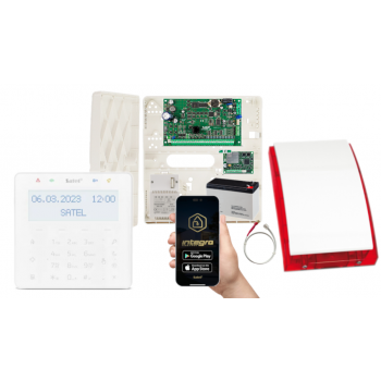 ZESTAW ALARMOWY SATEL INTEGRA 32 + INT-KSG2R-W + OPU-4P + AWT150 + 7Ah + INT-GSM LTE + SYRENA SP-4001R