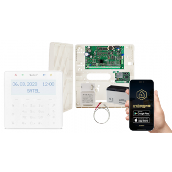 ZESTAW ALARMOWY SATEL INTEGRA 32 + INT-KSG2R-W + OPU-4P + AWT150 + AKUMULATOR 7Ah + INT-GSM LTE