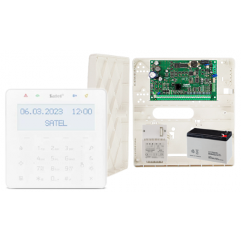 ZESTAW ALARMOWY SATEL INTEGRA 32 + INT-KSG2R-W + OPU-4P + AWT150 + AKUMULATOR 7Ah