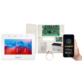 ZESTAW ALARMOWY SATEL INTEGRA 32 + INT-TSG2-W + OPU-4P + AWT150 + AKUMULATOR 7Ah INT-GSM LTE