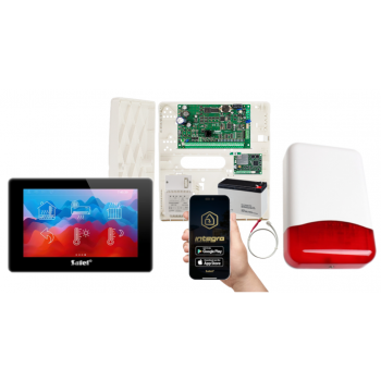 ZESTAW ALARMOWY SATEL INTEGRA 32 + INT-TSH2-B + OPU-4P + AWT150 + 7Ah + INT-GSM LTE + SYRENA TI700
