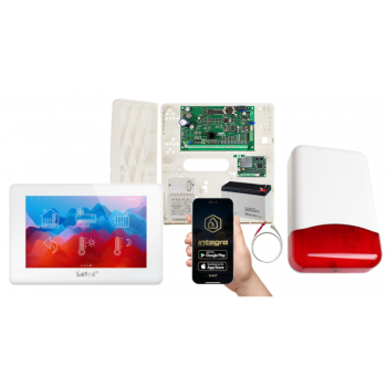 ZESTAW ALARMOWY SATEL INTEGRA 32 + INT-TSH2-W + OPU-4P + AWT150 + 7Ah + INT-GSM LTE + SYRENA TI700
