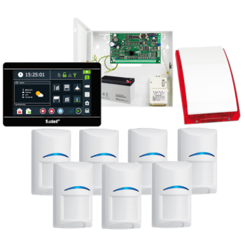 ZESTAW ALARMOWY SATEL INTEGRA 32 + 7 Czujek Bosch + Panel Dotykowy INT-TSI-B Alarm Do Domu
