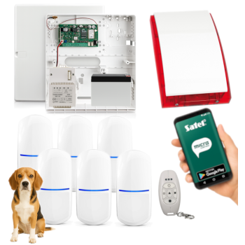 SYSTEM ALARMOWY SATEL MICRA GSM/GPRS 6 CZUJEK MPD-310 PET PILOT MPT-350 SYRENA