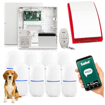 SYSTEM ALARMOWY SATEL MICRA GSM/GPRS 8 CZUJEK MPD-310 PET PILOT MPT-350 SYRENA