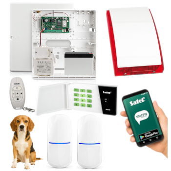 SYSTEM ALARMOWY SATEL MICRA GSM/GPRS 2 CZUJKI MPD-310 PET KLAWIATURA PILOT MPT-350 SYRENA