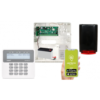 ZESTAW ALARMOWY SATEL PERFECTA 16-WRL SET-A PRF-LCD SYRENA CZARNA GSM PUSH