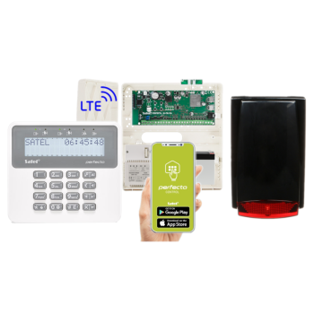 ZESTAW ALARMOWY SATEL PERFECTA 16 LTE SET-A + PRF-LCD + SYRENA CZARNA