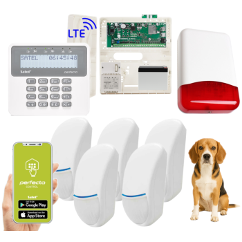 ZESTAW ALARMOWY SATEL PERFECTA 16 LTE SET + 5 CZUJEK BINGO Plus 15kg + PRF-LCD + TI700