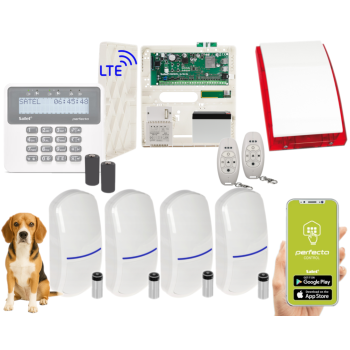 ZESTAW ALARMOWY SATEL PERFECTA 16 LTE + PERFECTA-RF + 4x MPD-310 PET 20kg PANEL LCD 2 PILOTY SYRENA SP-4001R