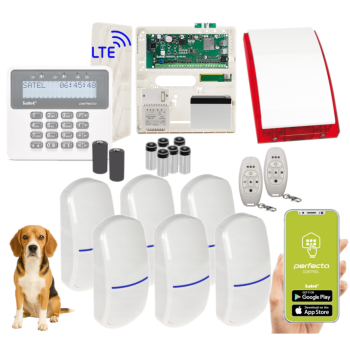 ZESTAW ALARMOWY SATEL PERFECTA 16 LTE + PERFECTA-RF + 6x MPD-310 PET 20kg PANEL LCD 2 PILOTY SYRENA SP-4001R