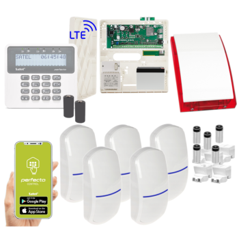 ZESTAW ALARMOWY SATEL PERFECTA 16 LTE + PERFECTA-RF + 5 CZUJEK MPD-310 + PRF-LCD-WRL + SP-4001R