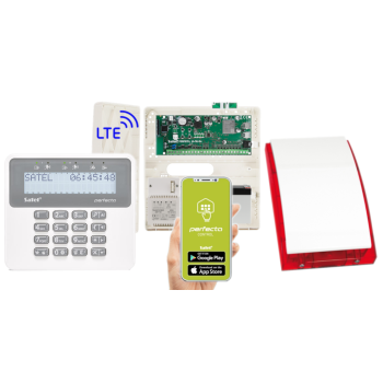 ZESTAW ALARMOWY SATEL PERFECTA 16 LTE SET + PRF-LCD + SP-4001 R + AWT150 + 7Ah