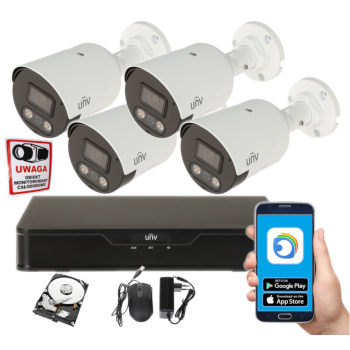 ZESTAW MONITORINGU IP Uniview NVR301-04S3-P4 + 4x IPC2124LE-ADF28KMC-WL 4MPX 2.8mm IR30 1TB