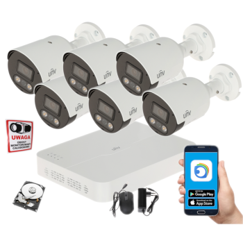 ZESTAW MONITORINGU IP Uniview NVR301-08LS3-P8 + 6x IPC2124LE-ADF28KMC-WL 4MPX 2.8mm IR30 1TB