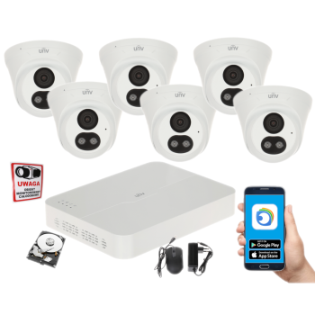 ZESTAW MONITORINGU IP Uniview NVR301-08LS3-P8 + 6x IPC3614LE-ADF28KC-WL 4MPX 2.8mm IR30 1TB
