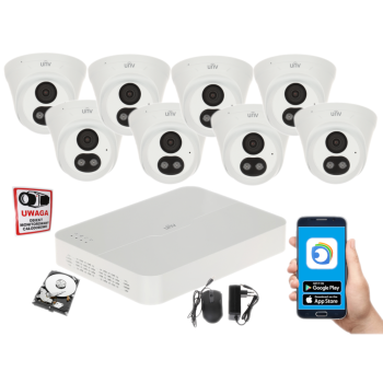 ZESTAW MONITORINGU IP Uniview NVR301-08LS3-P8 + 8x IPC3614LE-ADF28KC-WL 4MPX 2.8mm IR30 2TB