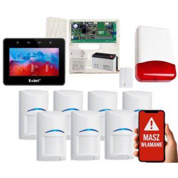 ZESTAW ALARMOWY SATEL VERSA 10 + 7 CZUJEK BOSCH + PANEL DOTYKOWY TSG2R-B POWIADOMIENIE GSM