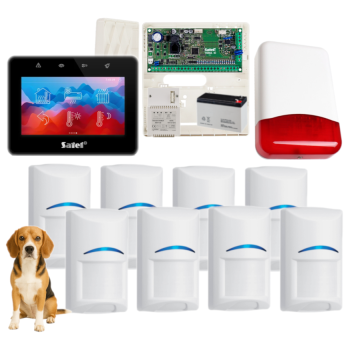 ZESTAW ALARMOWY SATEL VERSA 10 + PANEL DOTYKOWY INT-TSG2R-B + 8 CZUJEK BOSCH PET 20kg + SYRENA TI700