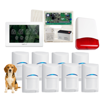 ZESTAW ALARMOWY SATEL VERSA 10 + PANEL 7" INT-TSH2R-W + 8 CZUJEK Bosch BPR2-WP12 PET 20kg + SYRENA TI700
