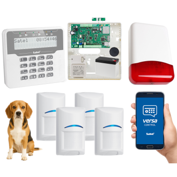 SYSTEM ALARMOWY SATEL VERSA Plus LTE LCDM-WH 4 CZUJKI BOSCH Pet 20kg SYRENA TI700