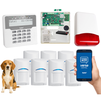 SYSTEM ALARMOWY SATEL VERSA Plus LTE LCDM-WH 7 CZUJEK BOSCH Pet 20kg SYRENA TI700