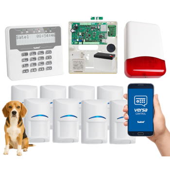 SYSTEM ALARMOWY SATEL VERSA Plus LTE LCDM-WH 8 CZUJEK BOSCH Pet 20kg SYRENA TI700
