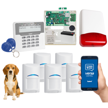 SYSTEM ALARMOWY SATEL VERSA Plus LTE LCDR-WH 5 CZUJEK BOSCH Pet 20kg SYRENA TI700