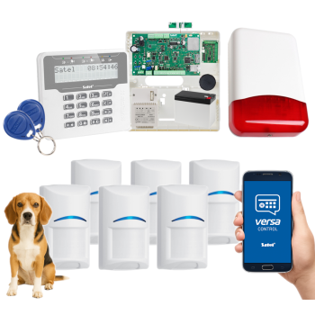 SYSTEM ALARMOWY SATEL VERSA Plus LTE LCDR-WH 6 CZUJEK BOSCH Pet 20kg SYRENA TI700