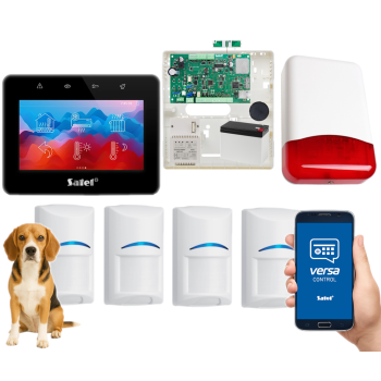 SYSTEM ALARMOWY SATEL VERSA Plus LTE TSG2-B 4 CZUJKI BOSCH Pet 20kg SYRENA TI700