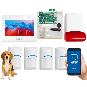 SYSTEM ALARMOWY SATEL VERSA Plus LTE TSG2-W 4 CZUJKI BOSCH Pet 20kg SYRENA TI700