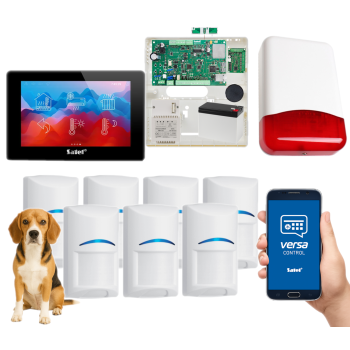 SYSTEM ALARMOWY SATEL VERSA Plus LTE INT-TSH2-B 7 CZUJEK BOSCH Pet 20kg SYRENA TI700