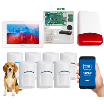 SYSTEM ALARMOWY SATEL VERSA Plus LTE INT-TSH2-W 7 CZUJEK BOSCH Pet 20kg SYRENA TI700