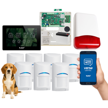 SYSTEM ALARMOWY SATEL VERSA Plus LTE INT-TSH2R-B 7 CZUJEK BOSCH Pet 20kg SYRENA TI700
